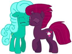 Size: 1126x845 | Tagged: safe, artist:徐詩珮, fizzlepop berrytwist, glitter drops, tempest shadow, pony, unicorn, g4, base used, broken horn, female, horn, lesbian, mare, ship:glittershadow, shipping, simple background, transparent background