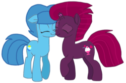 Size: 1218x809 | Tagged: safe, artist:徐詩珮, fizzlepop berrytwist, spring rain, tempest shadow, pony, unicorn, g4, base used, broken horn, female, horn, lesbian, mare, ship:springshadow, shipping, simple background, transparent background