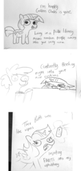 Size: 1845x3912 | Tagged: safe, artist:tjpones, twilight sparkle, alicorn, pony, g4, air freshener, comic, dialogue, female, implied farting, mare, monochrome, tongue out, traditional art, twilight sparkle (alicorn)