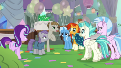 Size: 1920x1080 | Tagged: safe, screencap, maud pie, mudbriar, silverstream, starlight glimmer, sunburst, terramar, trixie, earth pony, hippogriff, pony, unicorn, g4, student counsel, brother and sister, female, male, siblings, stallion