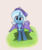 Size: 1418x1675 | Tagged: safe, alternate version, artist:whiskeypanda, trixie, pony, unicorn, g4, cape, clothes, cute, diatrixes, female, hat, looking up, mare, smiling, solo, trixie's cape, trixie's hat