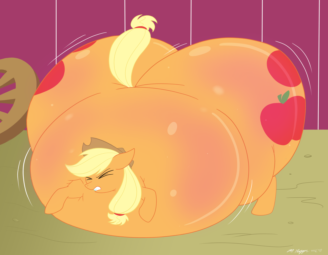 Applejack inflation - 🧡 #729473 - safe, artist:juacoproductionsarts, apple...