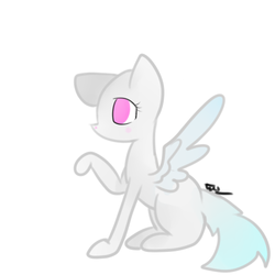 Size: 500x500 | Tagged: safe, artist:wisheslotus, oc, oc only, oc:wishes, cat, cat pony, original species, pegasus, pony, pegasus oc, raised hoof, simple background, solo, species swap, white background, wings