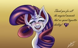 Size: 4000x2500 | Tagged: safe, artist:draconightmarenight, rarity, pony, unicorn, g4, crying, darling, end of ponies, female, goodbye, misspelling, sad, solo, tears of joy, the end