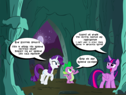 Size: 1024x768 | Tagged: safe, rarity, spike, twilight sparkle, alicorn, pony, g4, caves, comic, guardians of the rainbow crystals, twilight sparkle (alicorn)