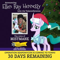 Size: 1800x1800 | Tagged: safe, artist:seaponycon, mistmane, human, pony, unicorn, project seaponycon, g4, christmas, christmas tree, curved horn, elley-ray hennessey, female, hat, holiday, horn, irl, irl human, mare, photo, plushie, santa hat, tree