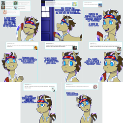 Size: 2254x2254 | Tagged: safe, artist:jitterbugjive, doctor whooves, time turner, oc, oc:neosurgeon, pony, robot, lovestruck derpy, g4, doctor who, goggles, high res, solo, tardis