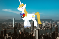 Size: 1920x1280 | Tagged: safe, artist:90sigma, artist:thegiantponyfan, prince blueblood, pony, unicorn, g4, building, city, giant pony, highrise ponies, hong kong, irl, macro, male, photo, ponies in real life, stallion