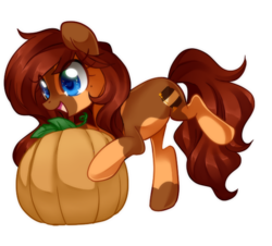 Size: 563x510 | Tagged: safe, artist:loyaldis, oc, oc only, oc:honeypot meadow, earth pony, pony, cute, female, gift art, heart eyes, mare, ocbetes, pumpkin, simple background, smiling, solo, transparent background, wingding eyes, ych result