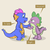 Size: 2500x2500 | Tagged: safe, artist:creativescribbles, master kenbroath gilspotten heathspike, spike, dragon, g3, g4, confrontation, duo, duo male, face to face, generational dragondox, high res, holding arm, looking at each other, male, simple background, spike is not amused, unamused, winged spike, wings