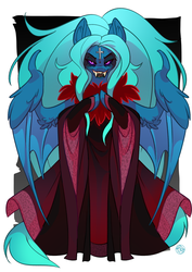 Size: 1767x2500 | Tagged: safe, artist:kez, oc, oc only, oc:petal breeze, bat pony, vampire, anthro, unguligrade anthro, fangs, female, fluffy, front view, gradient background, jewelry, looking at you, solo, wing claws