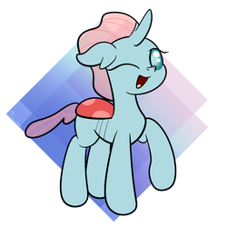 Size: 1536x1536 | Tagged: dead source, safe, artist:php142, ocellus, changedling, changeling, g4, abstract background, cute, diaocelles, female, looking at you, one eye closed, open mouth, solo, wink