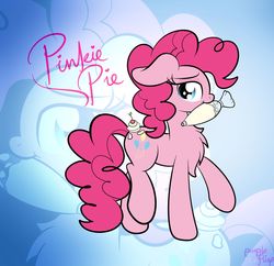 Size: 1920x1857 | Tagged: dead source, safe, artist:php142, pinkie pie, earth pony, pony, g4, chest fluff, cute, diapinkes, female, floppy ears, food, frosting, icing bag, icing on body, looking at you, mare, mouth hold, profile, solo, zoom layer