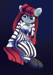 Size: 2488x3500 | Tagged: safe, artist:airfly-pony, oc, oc only, oc:bertie, earth pony, pony, beetlejuice, clothes, crossover, ear fluff, high res, solo