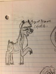 Size: 1536x2048 | Tagged: safe, artist:smogslog, twilight sparkle, deer, g4, deerified, dialogue, eyes closed, female, lined paper, monochrome, sketch, solo, species swap, traditional art