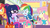 Size: 1600x900 | Tagged: safe, screencap, fluttershy, rainbow dash, sci-twi, sunset shimmer, twilight sparkle, dashing through the mall, equestria girls, equestria girls specials, g4, my little pony equestria girls: better together, my little pony equestria girls: holidays unwrapped, bowtie, box, clothes, dress, earmuffs, faic, female, food, geode of fauna, geode of super speed, geode of telekinesis, glasses, hands behind back, jacket, magical geodes, orange, ponytail, present, strawberry, teeth, winter outfit, wristband