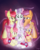 Size: 2000x2500 | Tagged: safe, artist:litrojia, apple bloom, scootaloo, sweetie belle, earth pony, pegasus, pony, unicorn, g4, my little pony: friendship is magic, abstract background, cape, cheek fluff, chest fluff, clothes, cmc cape, crying, cute, cutie mark, cutie mark crusaders, end of ponies, female, filly, goldie delicious' shawl, high res, magic, mare, older, older apple bloom, older cmc, older scootaloo, older sweetie belle, open mouth, scarf, shawl, smiling, tears of joy, the cmc's cutie marks