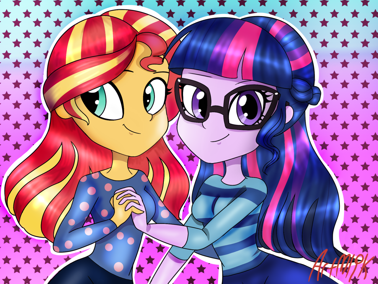 Sci twi and sunset shimmer