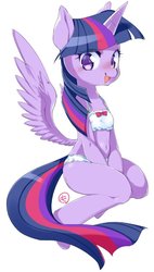 Size: 444x782 | Tagged: safe, alternate version, artist:mococo, twilight sparkle, alicorn, pony, semi-anthro, g4, adorasexy, anatomically incorrect, arm hooves, blushing, bow, bra, clothes, crop top bra, cute, female, incorrect leg anatomy, looking at you, mare, open mouth, panties, ribbon, sexy, simple background, sitting, solo, spread wings, twiabetes, twilight sparkle (alicorn), underwear, white background, white underwear, wings