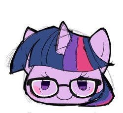 Size: 484x444 | Tagged: safe, artist:mococo, twilight sparkle, pony, g4, blushing, bust, cute, female, glasses, head only, portrait, simple background, solo, twiabetes, white background