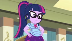 Size: 2560x1440 | Tagged: safe, artist:neongothic, edit, edited screencap, screencap, sci-twi, twilight sparkle, equestria girls, g4, my little pony equestria girls: better together, overpowered (equestria girls), belly, big belly, chubby, chubby twilight, fat, fat edit, female, glasses, hand on hip, ponytail, sci-twilard, solo, twilard sparkle, weight gain