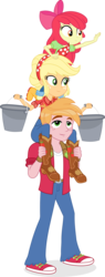 Size: 833x2193 | Tagged: safe, artist:punzil504, apple bloom, applejack, big macintosh, equestria girls, equestria girls specials, g4, my little pony equestria girls: better together, my little pony equestria girls: holidays unwrapped, apple siblings, bow, brother and sister, clothes, converse, female, jeans, male, pants, shoes, siblings, simple background, smiling, transparent background