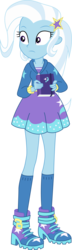 Size: 3004x10408 | Tagged: safe, artist:marcorulezzz, trixie, equestria girls, g4, absurd resolution, book, boots, clothes, female, high heel boots, hoodie, miniskirt, shoes, simple background, skirt, socks, solo, transparent background, vector