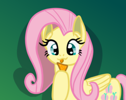 Size: 1024x809 | Tagged: safe, artist:platinumdrop, fluttershy, pegasus, pony, g4, female, food, gradient background, mare, simple background, solo, tongue out, tortilla chips