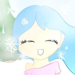 Size: 500x500 | Tagged: safe, artist:wisheslotus, oc, oc:wishes, human, bust, clothes, eyes closed, female, grin, happy, humanized, smiling, snow, snowflake, solo