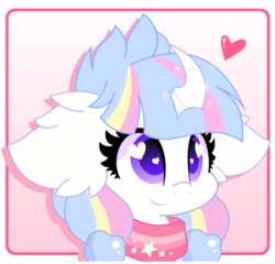 Size: 650x625 | Tagged: safe, artist:sohmasatori, part of a set, oc, oc only, oc:lorelei, pony, unicorn, animated, bust, clothes, commission, ear fluff, female, floating heart, gif, heart, heart eyes, loop, mare, portrait, scarf, smiling, solo, wingding eyes, ych result
