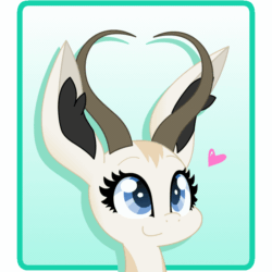 Size: 800x800 | Tagged: safe, artist:sohmasatori, part of a set, oc, oc only, oc:mmiri, antelope, pony, springbok, animated, bust, commission, female, floating heart, gif, heart, horns, loop, portrait, smiling, solo, ych result
