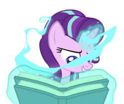Size: 4431x3744 | Tagged: safe, artist:sol-r, starlight glimmer, pony, unicorn, every little thing she does, g4, absurd resolution, book, female, fiducia compellia, glowing horn, horn, magic, mare, simple background, solo, spell, spellbook, transparent background, vector