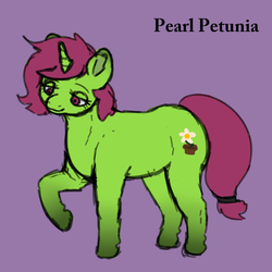 Size: 3000x3000 | Tagged: safe, artist:dankey305, oc, oc only, oc:pearl petunia, pony, unicorn, cute, flower, gradient background, high res, pearlpetunia, solo