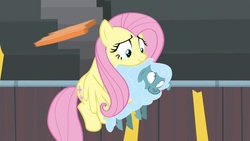 Size: 1920x1080 | Tagged: safe, screencap, fluttershy, pony, sheep, g4, growing up is hard to do, derp, female, mare, solo, tiny ewes