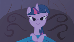 Size: 1920x1080 | Tagged: safe, screencap, twilight sparkle, pony, g4, winter wrap up, bed, female, mare, solo
