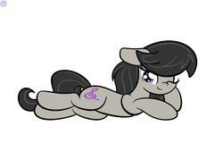 Size: 2048x1536 | Tagged: safe, artist:php142, octavia melody, earth pony, pony, bedroom eyes, draw me like one of your french girls, female, looking at you, lying down, mare, one eye closed, simple background, solo, white background, wink