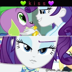Size: 1080x1080 | Tagged: safe, edit, edited screencap, screencap, rarity, spike, dog, equestria girls, g4, my little pony equestria girls, my little pony equestria girls: better together, female, geode of shielding, magical geodes, male, ship:sparity, shipping, spike the dog, straight