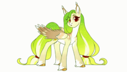 Size: 720x405 | Tagged: safe, artist:helemaranth, oc, oc only, oc:lemony light, pegasus, pony, animated, cute, female, flapping wings, frame by frame, gif, leg fluff, mare, ocbetes, pale belly, simple background, smiling, solo, unshorn fetlocks, waving, white background, wing hands, wing wave, wings
