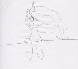 Size: 1500x1341 | Tagged: safe, artist:geraldinedesireearts, princess celestia, alicorn, pony, g4, female, monochrome, solo, traditional art