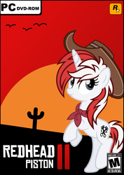 Size: 1299x1831 | Tagged: safe, artist:fuzzybrushy, oc, oc:stock piston, pony, cowboy hat, hat, parody, red dead redemption 2, show accurate, solo