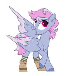 Size: 1664x1856 | Tagged: safe, artist:harmonyharp, artist:teepew, oc, oc only, oc:sucrose (ice1517), pegasus, pony, base used, bootsearring, clothes, female, magical lesbian spawn, mare, offspring, open mouth, parent:night glider, parent:sugar belle, parents:sugarglider, raised hoof, simple background, socks, solo, striped socks, transparent background