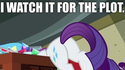 Size: 1920x1080 | Tagged: safe, edit, edited screencap, editor:useraccount, screencap, rarity, pony, dragon dropped, g4, butt, caption, female, i watch it for the plot, image macro, pictures of butts, plot, solo, text