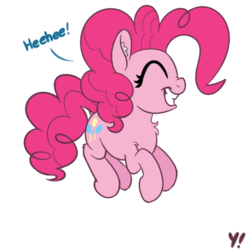 Size: 500x500 | Tagged: safe, artist:yakoshi, part of a set, pinkie pie, earth pony, pony, g4, 8 angles of pony collaboration, cute, diapinkes, eyes closed, female, mare, midair, ponk, pronking, simple background, smiling, solo, transparent background