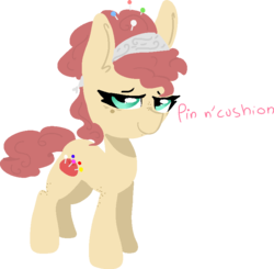 Size: 786x770 | Tagged: safe, artist:nootaz, oc, oc only, oc:pins n' cushion, earth pony, pony, bedroom eyes, female, hairband, looking at you, mare, simple background, solo, transparent background