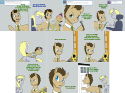 Size: 3006x2254 | Tagged: safe, artist:jitterbugjive, derpy hooves, doctor whooves, time turner, oc, oc:neosurgeon, earth pony, pegasus, pony, lovestruck derpy, g4, comic, doctor who, error message, female, high res, male, mare, necktie, sonic screwdriver, stallion, tardis, tardis console room, tardis control room, the doctor