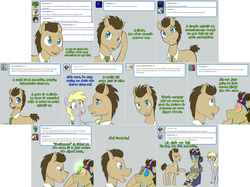 Size: 3006x2254 | Tagged: safe, artist:jitterbugjive, derpy hooves, doctor whooves, time turner, oc, oc:neosurgeon, pony, lovestruck derpy, g4, doctor who, error message, high res, sonic screwdriver, tardis, the doctor, tied up