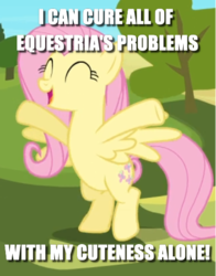 Size: 420x537 | Tagged: safe, edit, edited screencap, screencap, fluttershy, g4, the crystal empire, bipedal, caption, cropped, cute, eyes closed, image macro, op is a genius, outstretched arms, shyabetes, text