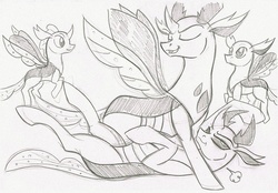 Size: 2300x1603 | Tagged: safe, artist:rossmaniteanzu, pharynx, thorax, changedling, changeling, g4, brothers, changedling brothers, cute, doodle, eyes closed, king thorax, male, on back, pencil drawing, pharybetes, pinned ya, prince pharynx, siblings, sketch, straddling, thorabetes, traditional art