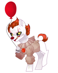 Size: 775x968 | Tagged: safe, artist:faryawolf, pony, balloon, it, pennywise, ponified