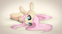 Size: 1800x1000 | Tagged: safe, artist:ifmsoul, fluttershy, pegasus, pony, g4, chest fluff, cute, female, lying down, mare, on side, precious, shyabetes, smiling, solo